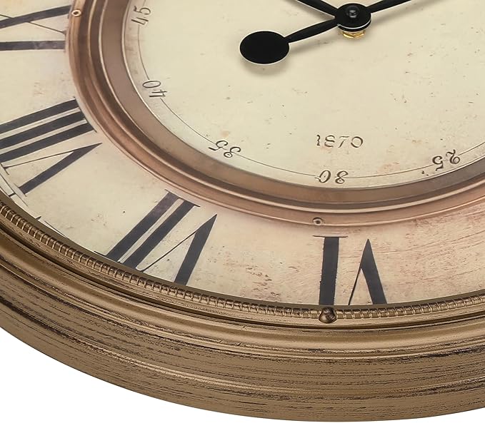 20 Inch Retro Farmhouse Wall Clock, Solid Wood Silent Non-Ticking, Battery Operated Decorative Clock for Living Room, Kitchen, Bedroom, Office and Home Decor