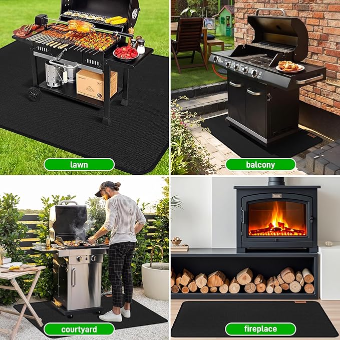 60"×48" Under Grill Mat for Outdoor Grill,Double-Side Fireproof & Heat-Resistant Outdoor Grill Mat,Protective Mat for Patio,Courtyard,Tabletop