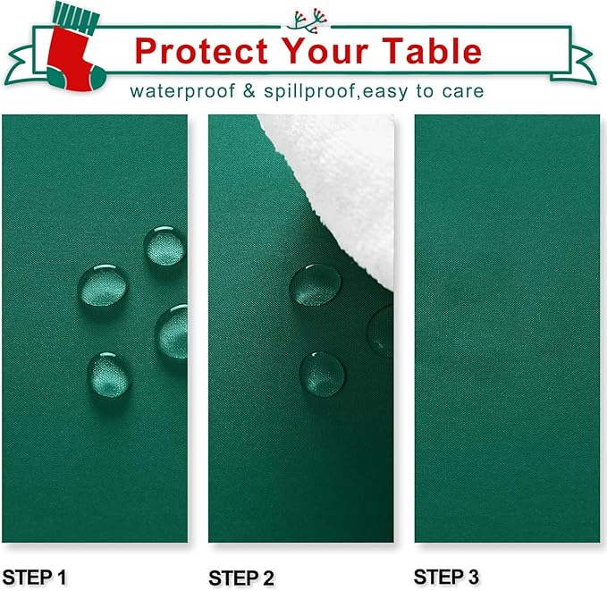Hiasan Rectangle Tablecloth - Waterproof Washable Fabric Table Cloth for Wedding, Banquet, Gathering and Dining Room, 90 x 132 Inch, Emerald Green