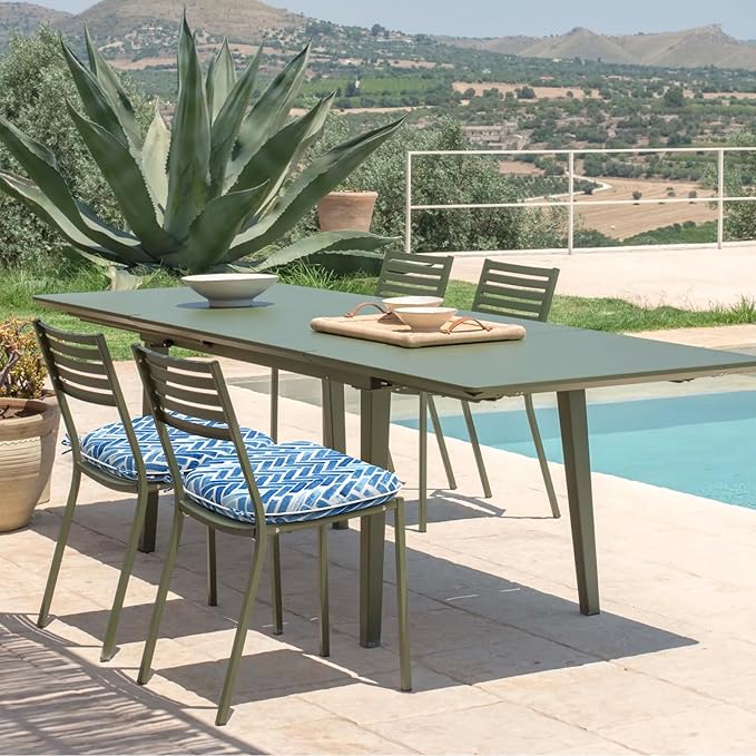 Set of 2 Outdoor Chair Cushions with Ties,Water Repellent Patio Chair Pads 17"x 16" for Outdoor Furniture,Round Corner Seat Cushions for Garden Yard Kitchen Blue Bricks