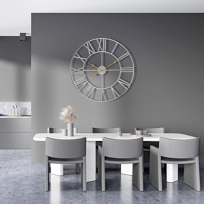 Sorbus Large Wall Clock for Living Room Decor – Easy to Hang 16-Inch Big Wall Clock – Metal Wall Art for Kitchen, Bedroom, Home, Office – Analog Decorative Wall Clock (White)