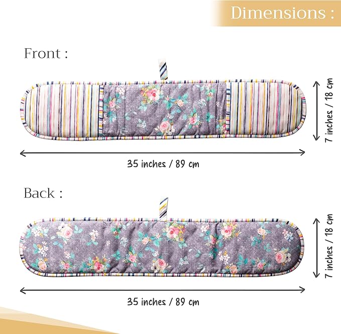 Maison d' Hermine Sweet Rose Lavender 100% Cotton Double Oven Glove with Loop Heat Resistant BBQ Cooking Baking Grilling Microwave Barbecue Spring/Summer (7.5 Inch by 35 Inch)