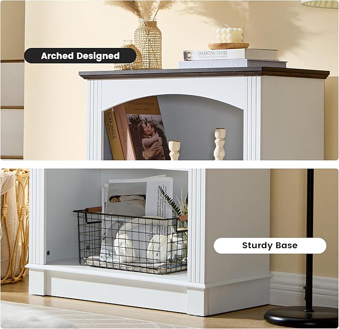 White Bookshelf, 3 Tier Bookcase and Kids Bookshelf, Small Storage Cabinet with Wooden Cube Storage Organizer, Modern Book Shelf for Bedroom Furniture, Living Room, Office, Toy Organizer Cabinet