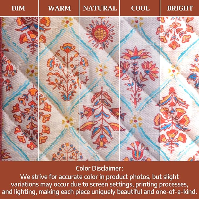 Maison d' Hermine Pot Holders Set 100% Cotton Heat Resistant Potholders 8" x 8" Hot Pads with Loop for Thanksgiving Christmas Decorations BBQ Cooking Baking Handling Hot Pans (Pack of 2, Romane)