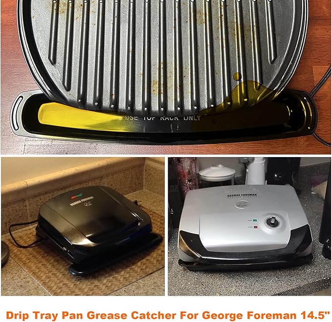 Grill Oil Grease Catcher Drip Tray Pan and Grill Spatula for George Foreman Grill,Grease Catcher and Grill Scraper Replacement Parts for George Foreman Grill Cleaner Tool