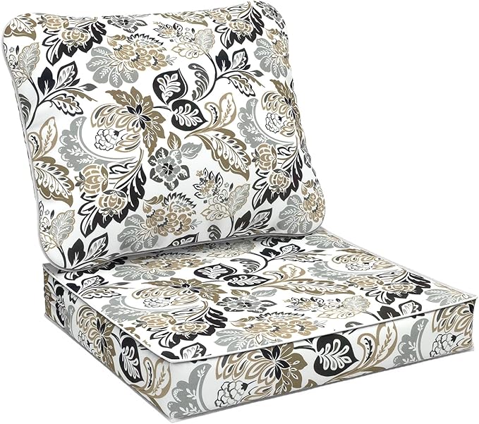 Outdoor Deep Seat Cushions Set 24 x 24 Inch for Patio Furniture,Water Resistant Chair Cushions Replacement Includes Seat Cushion & Back Pillow for Couch Sofa, Wicker Chair - Dailey Tan