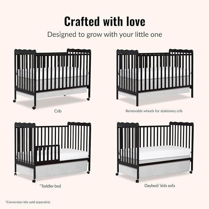 Dream On Me Carson Classic 3-in-1 Convertible Crib in Black
