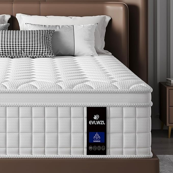 Queen Mattress, 10 Inch Queen Size Mattress in a Box with Memory Foam Hybrid, Individual Pocket Spring for Provide Support and Improve Sleep,Medium Firm(White)