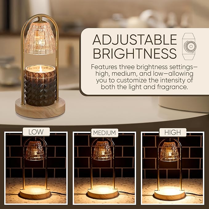 Sheffield Home Glass Candle Warmer Lamp – Elegant Candle Warmer for Long-Lasting Fragrance, Sleek Design, 11x6, Gold Dome Glass