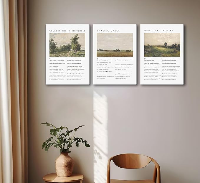 Christian Bible Canvas Wall Art How Great Thou Art Hymn Verse Painting Picture Wall Decor Vintage Scripture Religious Faith Poster Print for Living Room Bedroom Church Scene Home Decorate