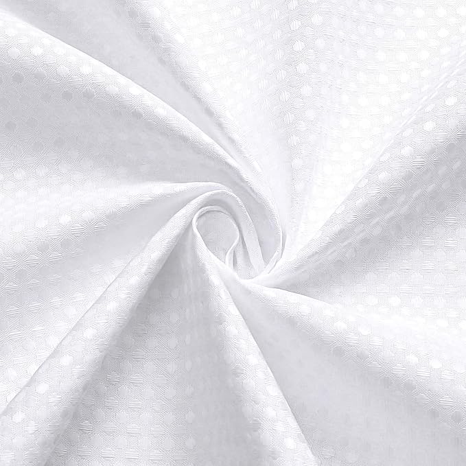 3 in 1 Extra Long Shower Curtain Set-72 W x 84 H, White Waffle and PEVA Liner Set with 12 Stainless Steel Hooks, Waterproof Fabric for Bathroom