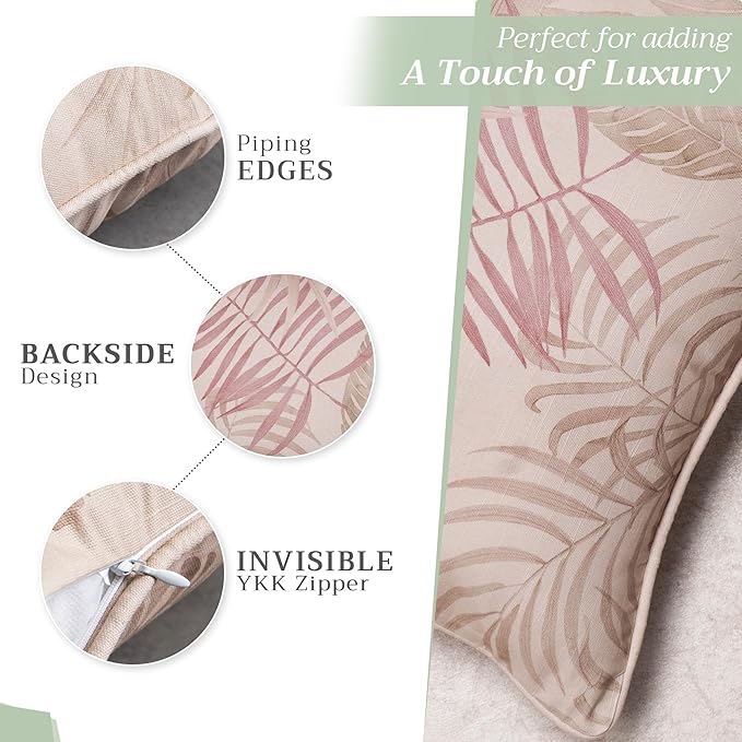 Maison d' Hermine Decorative Pillow Covers 18 x 18 Inch Square 100% Cotton Throw Pillow Covers with Invisible Zipper Cushion Case for Living Room Couch, Chair, Sofas, Bedroom, Home (Creole - Beige)