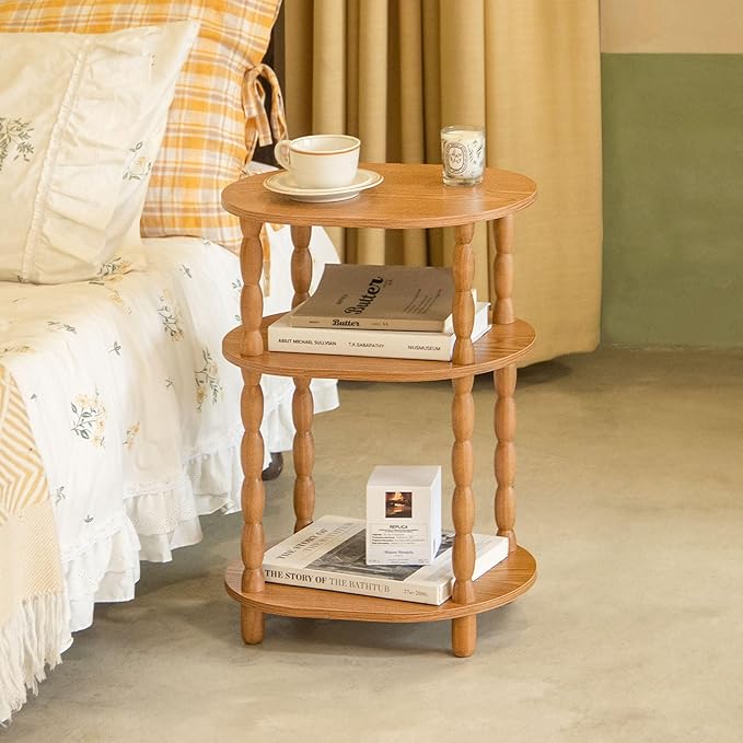 MaxSmeo End Table, Small Side Table for Small Spaces, Modern Oval Night Stand Accent Table for Living Room, Bedroom, Brown