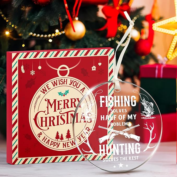 Fishing Ornament for Christmas Tree - Unique Hunting and Fishing Gifts for Men, Perfect Ornaments Gifts for Fisherman, Ideal Gift for Fisherman and Hunting Enthusiast