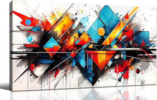 CIRABKY Abstract Wall-Art for Living Room - Abstract Pictures Wall Decor - Colorful Bedroom Canvas Wall Art Ready to Hang Size 24" x 48"