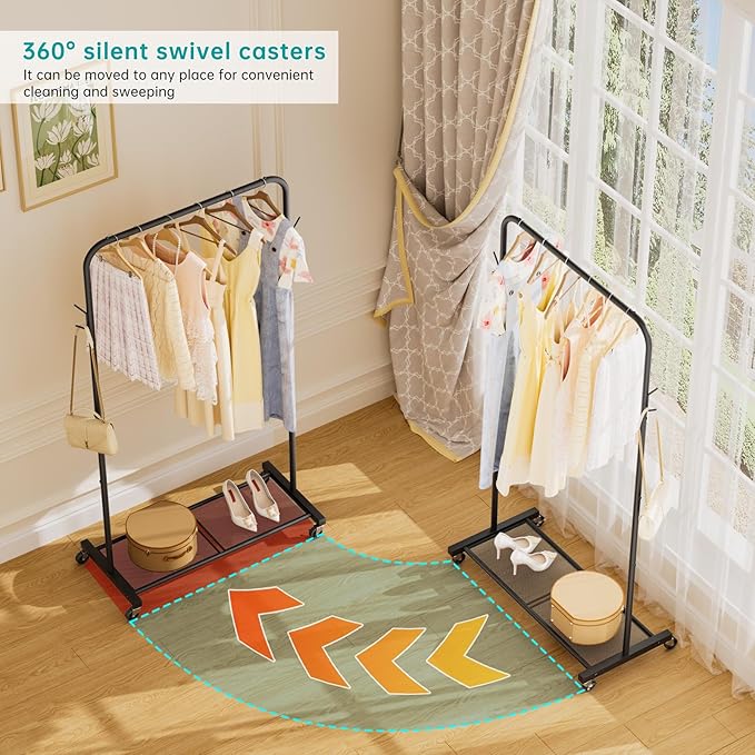 SINGAYE Clothes Rack Garment Coat ：Drying Clothing Racks Metal Freestanding for Hanging Clothes Portable Closet for Laundry Bedroom Black