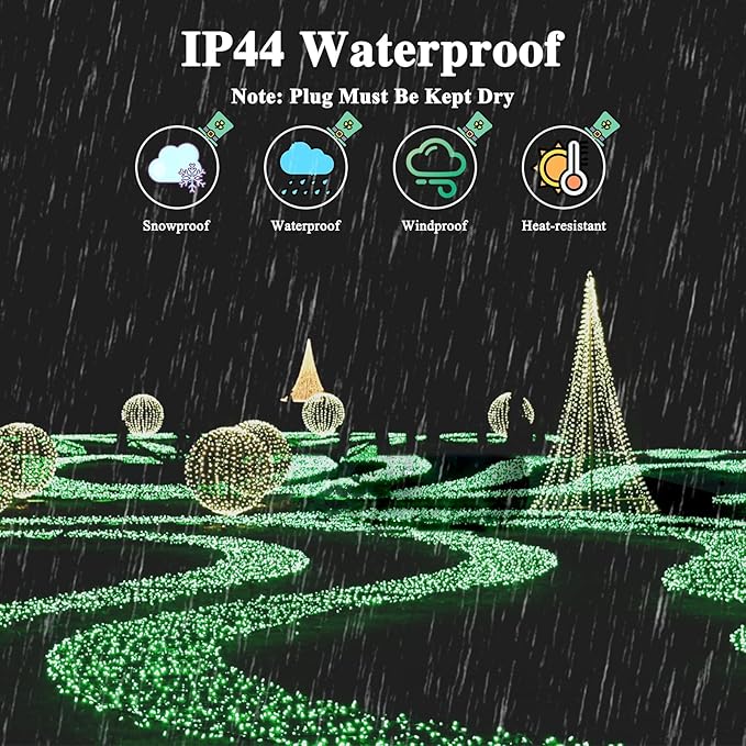 KAQ Connectable 240LED Green String Lights Outdoor/Indoor, Extendable Plug in Twinkle Fairy Lights Waterproof with 8 Modes&Timer Function for Garden Bedroom Patio Tree Christmas Decorations