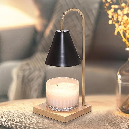 Sheffield Home Glass Candle Warmer Lamp – Elegant Candle Warmer for Long-Lasting Fragrance, Sleek Design, 13x5.5, Black Iron Candle Warmer