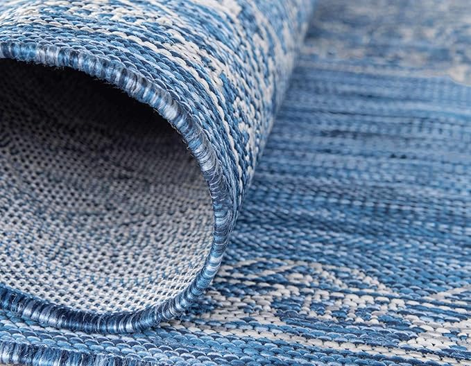 Unique Loom Outdoor Traditional Collection Area Rug - Antique (4' 1" x 6' 1" Rectangle, Blue/ Gray)