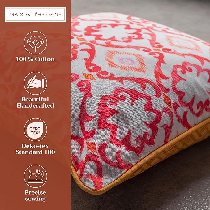 Maison d' Hermine Decorative Pillow Covers 18 x 18 Inch Square 100% Cotton Throw Pillow Covers with Invisible Zipper for Living Room Couch, Chair, Sofas, Bedroom, Home (Hesperides - Tapisserie)