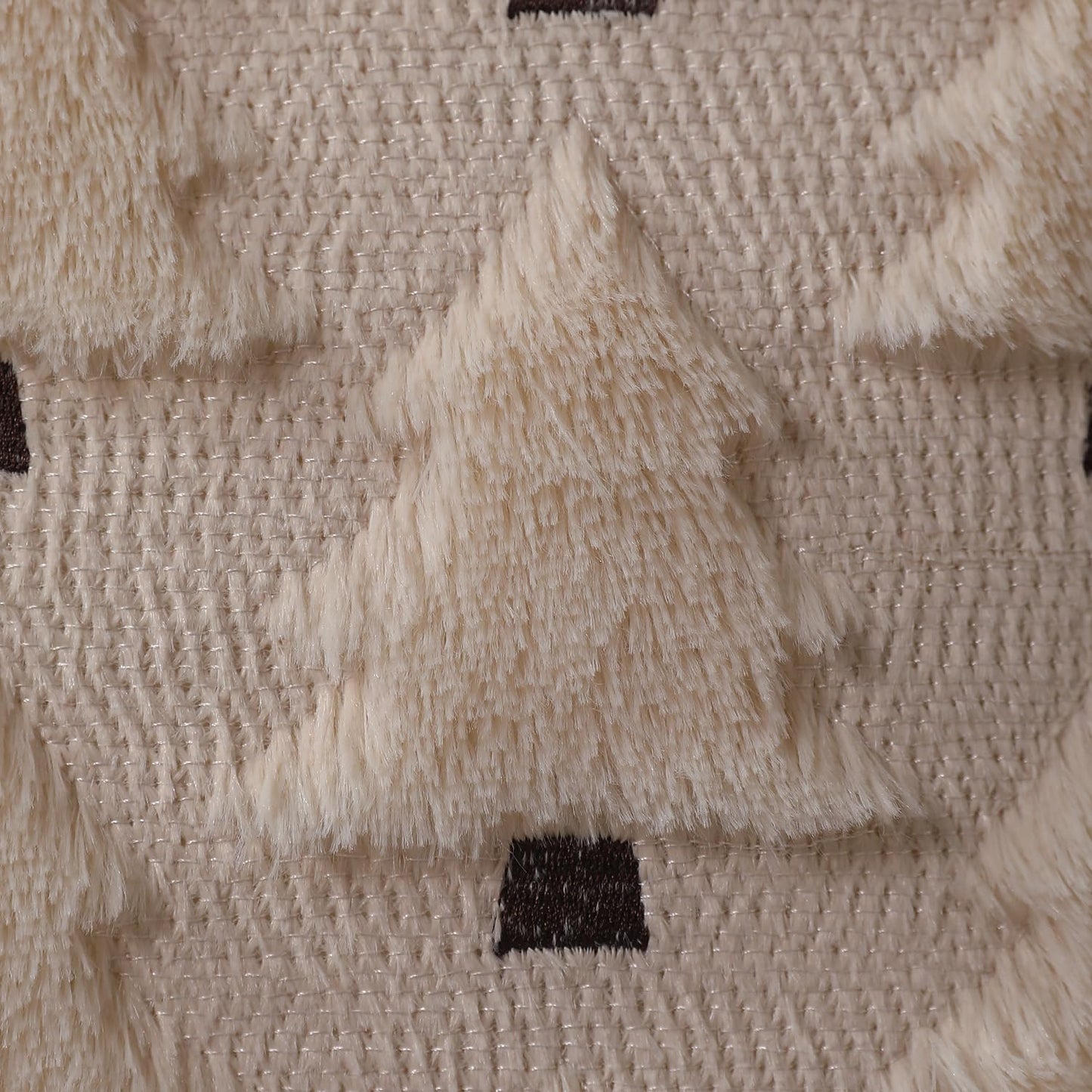 Allorry Christmas Pillow Covers 18x18 inch Set of 2 Xmas Decorations Soft Plush Faux Fur Wool Beige Christmas Tree Throw Pillow Cases Winter Holiday Decor for Sofa Living Room PT-002C18