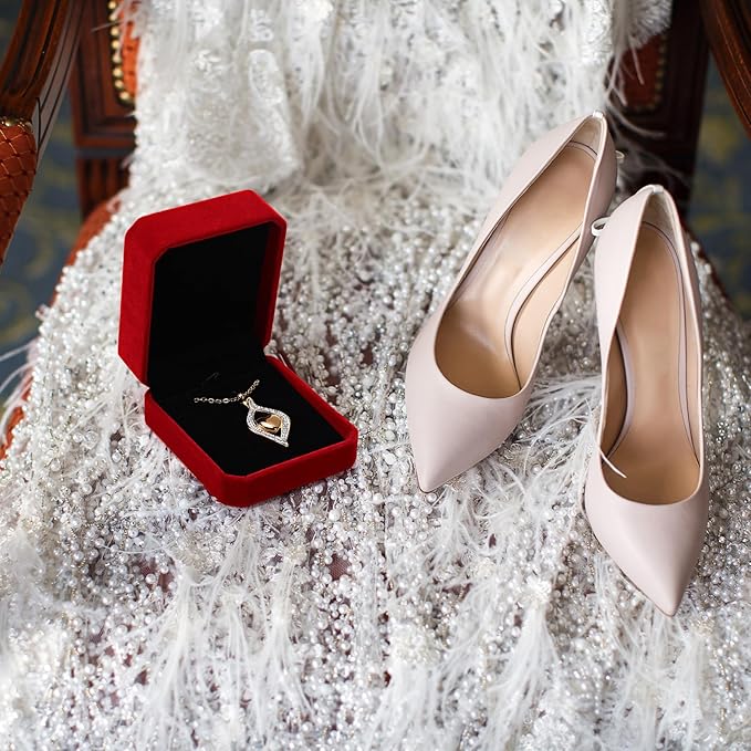 Sureio 24 Pcs Velvet Necklace Ring Boxes Bulk Earring Pendant Jewelry Gift Display Case for Proposal Anniversary Wedding Engagement Birthday Gift(Wine Red)