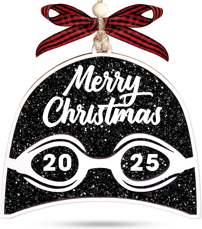 Swimming Christmas Decorations and Xmas Tree Ornaments 2025-2 Layer Swim Team Ornament, Swimmer Ornaments for Christmas Tree - Gifts for Swimmers, Swimming Gifts for Teen Girls and Boys