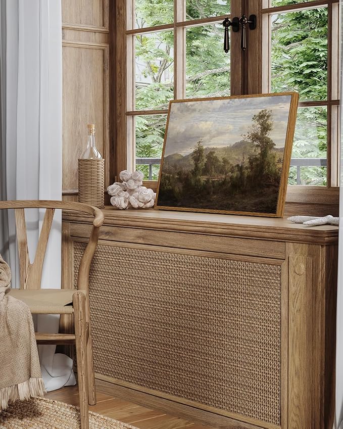 InSimSea Framed Canvas Wall Art Vintage Decor, Nature Landscape Paintings Artwork, Vintage Farmhouse Decor, Retro Wall Decoration for Bedroom Living Room Bathroom, 12"x16"