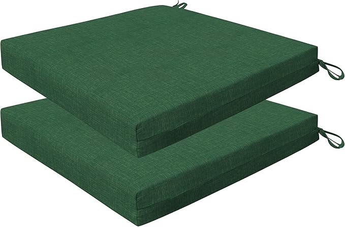 Honeycomb Outdoor Essentials Set of 2 Square Seat Pads, 19 x 19, Hampton Texture Hunter Dining Chair Cushions for Patio Furniture