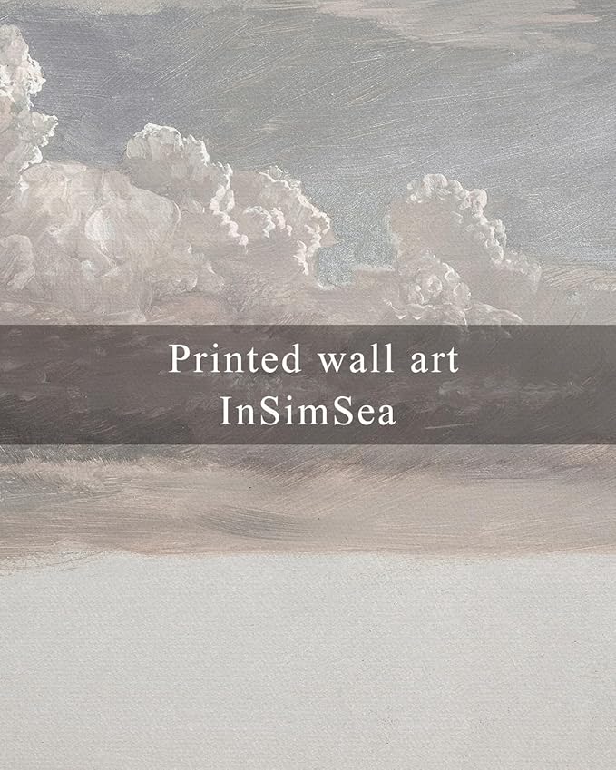 InSimSea Framed Canvas Wall Art Vintage Decor, Home Decor Classical Oil Painting Cloud Study Large Decorations for Living Room, Wall Art for Bedroom Bathroom Gallery, 20"x30"