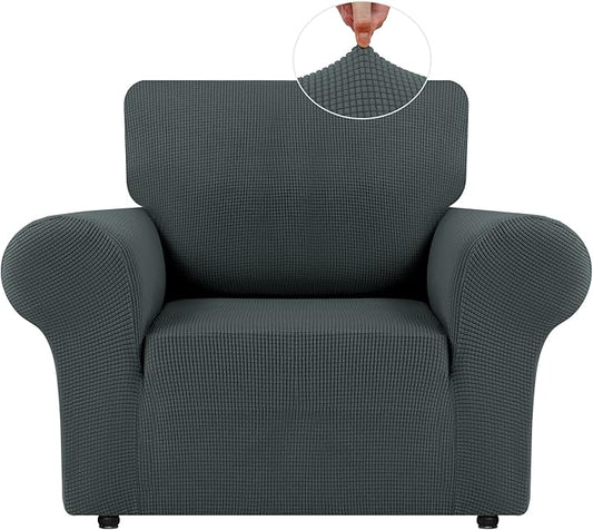 LURKA Stretch Chair Sofa Slipcovers 1 Piece Couch Covers for Sofa Furniture Protector Full Sofa Covers with Elastic Bottom for Kids and Dog (Small, Grey)