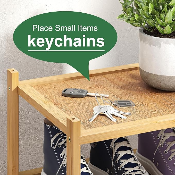 6-Tier Small Bamboo Shoe Rack for Entryway, Stackable | Foldable | Natural, Shoe Organizer for Hallway Closet, Free Standing Shoe Racks for Indoor Outdoor