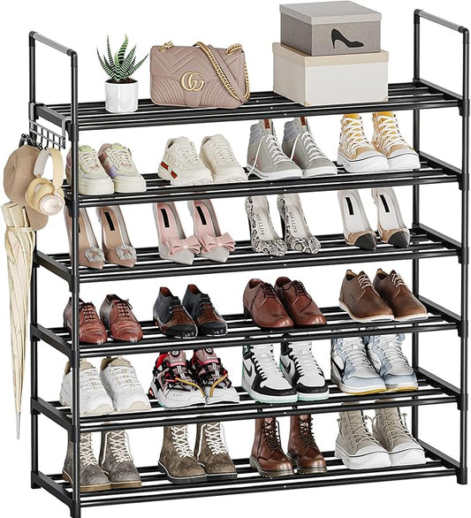 6 Tier Shoe Rack, Shoe Rack for Closet, Shoe Organizer for Entryway, Shoe Storage for Front Door Entrance & Entryway, Large Shoe Stand Holder Adjustable Shelf Height