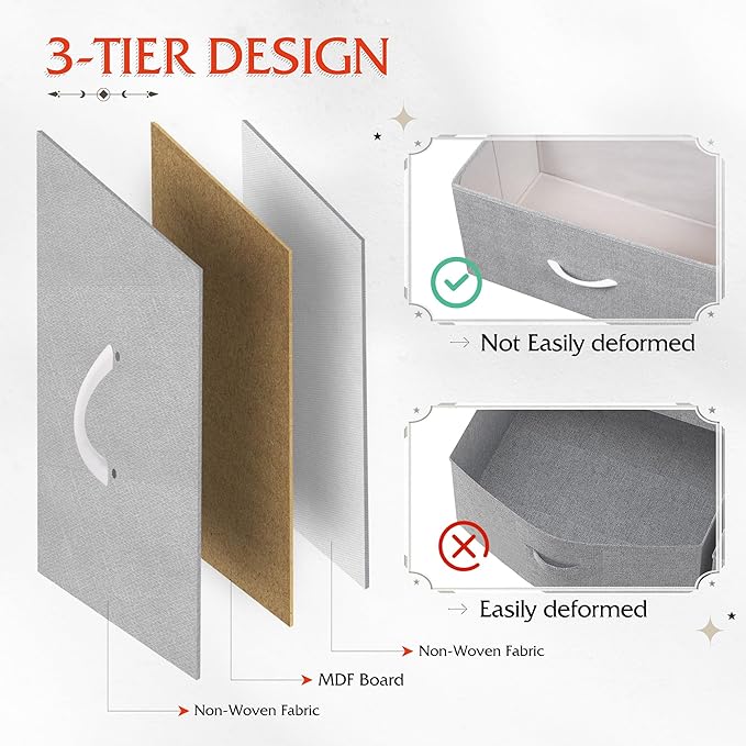 WLIVE 9-Drawer Dresser, Fabric Storage Tower for Bedroom, Hallway, Entryway, Closet, Tall Chest Organizer Unit with Fabric Bins, Steel Frame, Wood Top, Easy Pull Handle, Light Grey