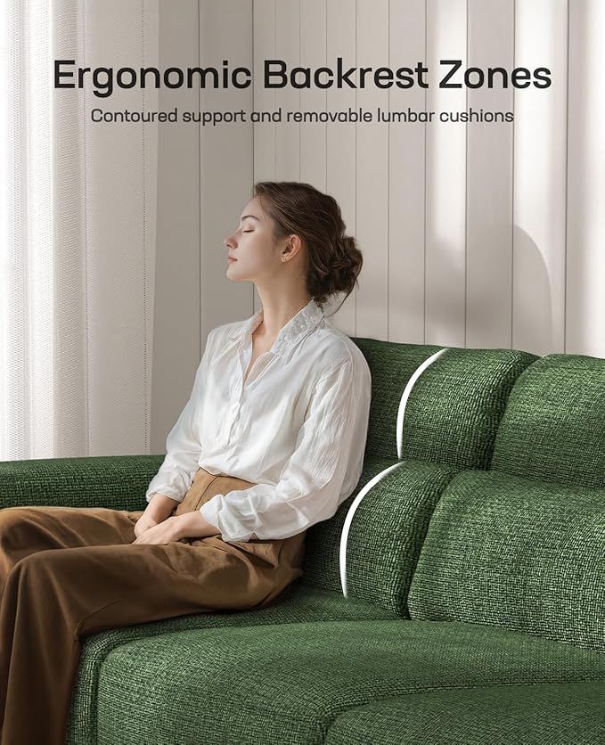 Marsail 2-Seater Modern Sofa, 65" Loveseat Couch with Wide Armrests & Deep Cushions, Linen Sofas with Removable Washable Covers for Living Room, Green