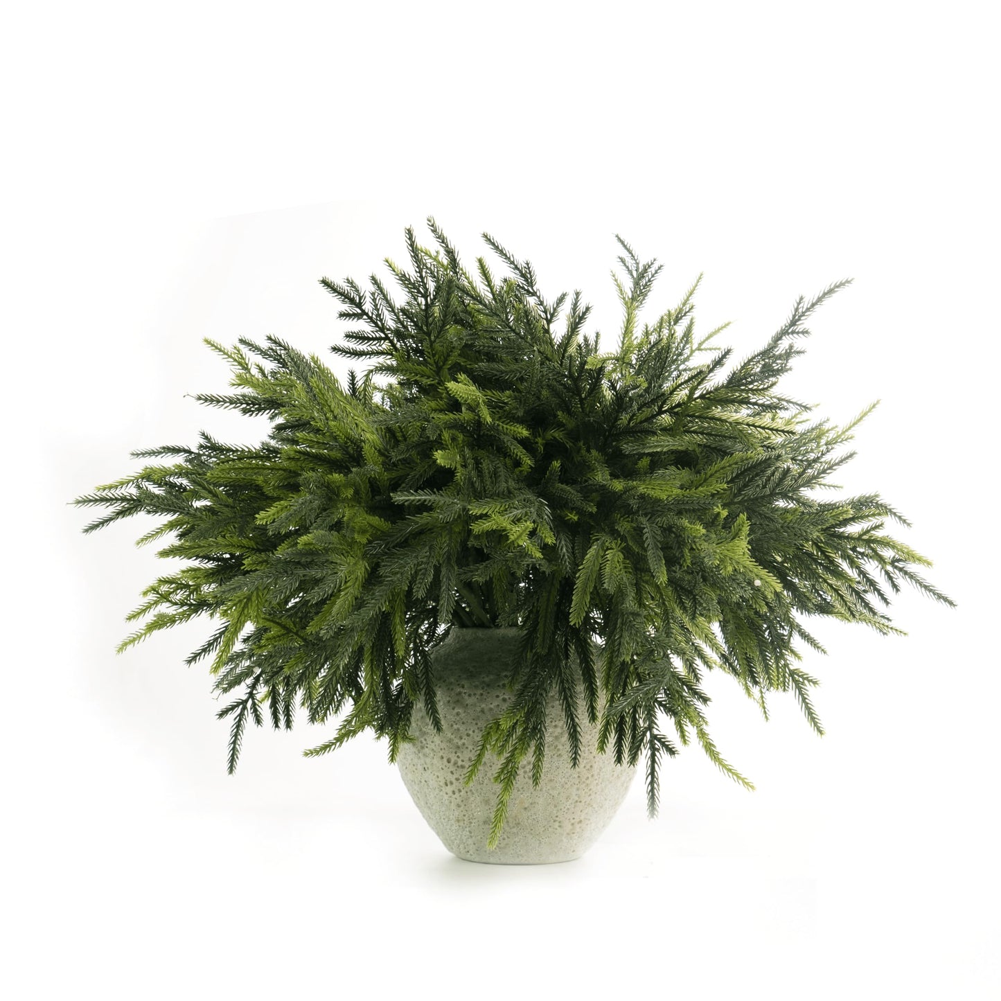 WHANLEY L&Q 20-Piece Set 23" Christmas Norfolk Pine Branches with Lights - Battery Operated Christmas Decorations - Warm Lights -Norfolk Pine Stems for Xmas DIY Crafts Garland Wreath- Christmas Decor