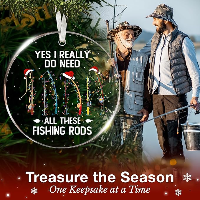 Fishing Ornaments for Christmas Tree - Unique Fisherman Gifts for Men, Funny and Unique Fishing Gift for Men and Boys, Fisherman Gift