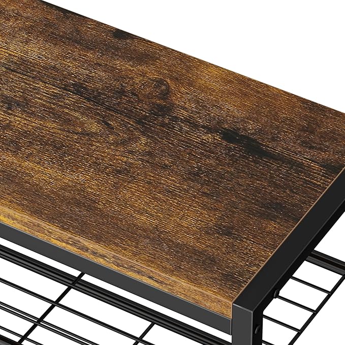 HOMEFORT 10 Tiers Shoe Rack Organizer,39.4" Shoe Storage Shelf for Closet, Shoe Rack for Entryway,Holds 45-50 Pairs of Shoe, Tall Shoe Stand with Metal Shelves and MDF Top Board,Rustic Brown