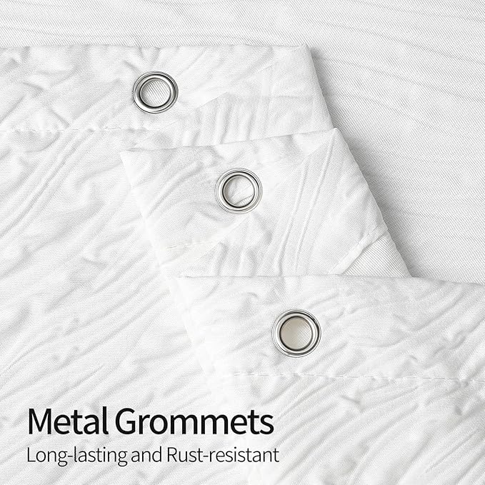 MitoVilla Grey Ombre Shower Curtain, Farmhouse Waves Fabric Shower Curtains for Modern Hotel Bathroom Decor, 3D Geometric Embossed Textured, Waterproof & Wrinkle Resistant, 72 x 72