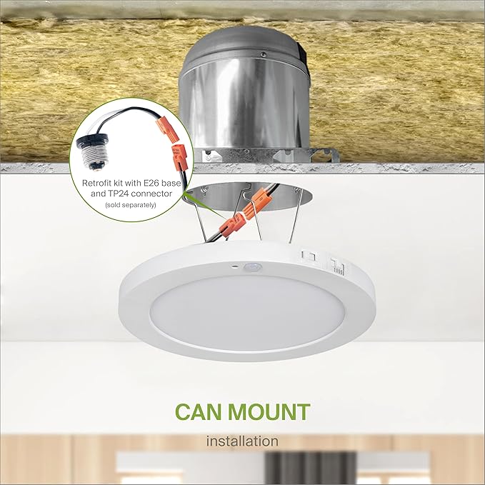 ASD LED 9" Round Flush Mount Ceiling Light Fixture, Low Profile Surface Lighting | 5CCT, Motion Sensored, Ultra-Thin, ETL Listed | 15W 1300LM 2700-6000K 120V | Kitchen, Bedroom, Hallway Lamp | White