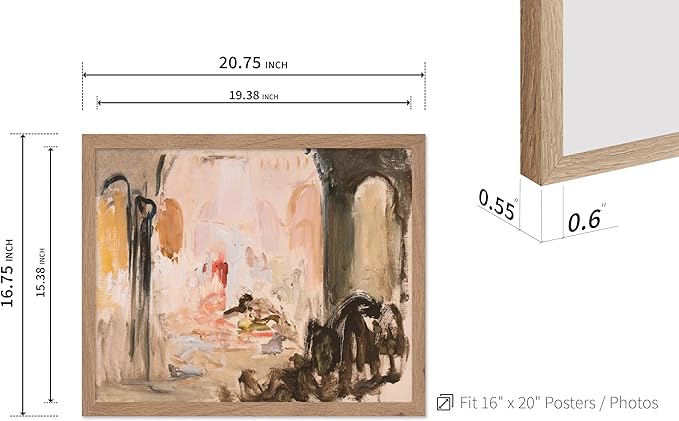 Poster Master Vintage Abstract Poster - Retro City Landscape Painting Print - City Art - Moody Art - Modern Farmhouse Art - Aesthetic Art - Great Living Room or Office Decor, 16x20 Beige Framed