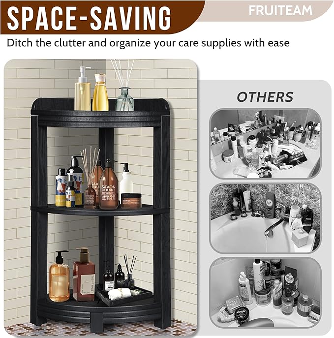 Corner Shower Shelves, Shower Shelf for Inside Shower, Sturdy Shower Organizer Corner, 3-Tier Waterproof Bathroom Storage Shelf for Organizing Toiletries, Space Saving Bathroom Storage