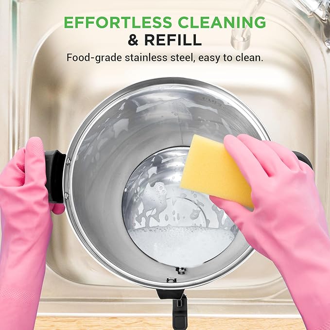 NutriChef Water Boiler and Hot Water Dispenser, 8L Electric Beverage Dispenser with Safety Lock Lid, Non-Drip Tap, Warm Function, Food Grade Stainless Steel, Home & Commercial Use, 19"x9"x9", Silver