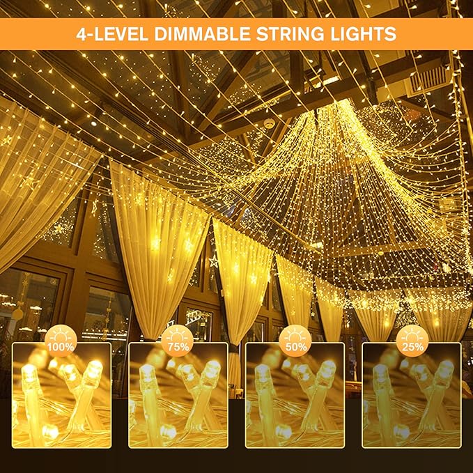 JMEXSUSS 500 LED Color Changing Christmas Lights, 163FT Warm White & Multicolor String With Remote, Plug-in for Tree House Indoor Outdoor Xmas Decor