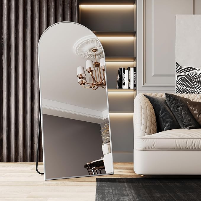34"x76"Standing Mirror Full Length,Nano Glass Large Mirror Full Length, Arched Floor Mirrors,Silver Mirror,Tall Mirrors Full Body