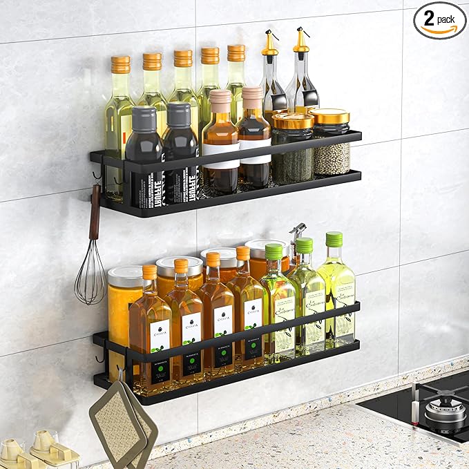 PUSDON Metal Wall Hanging Basket 2 Packs DIY Suitable for Multiple Scenes - Large Black Guardrail