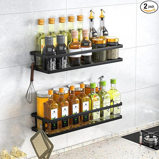 PUSDON Metal Wall Hanging Basket 2 Packs DIY Suitable for Multiple Scenes - Large Black Guardrail