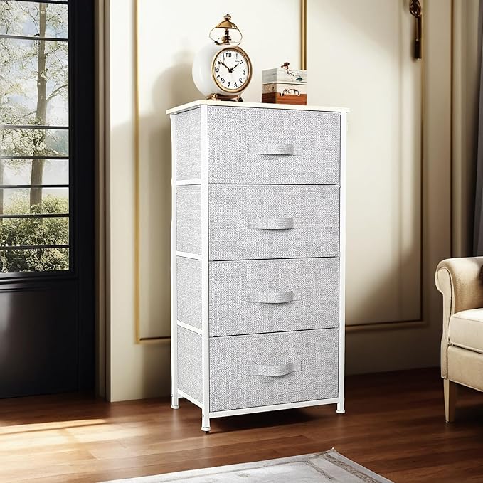 YITAHOME Dresser with 4 Drawers - Fabric Storage Tower, Organizer Unit for Bedroom, Living Room, Hallway, Closets - Sturdy Steel Frame