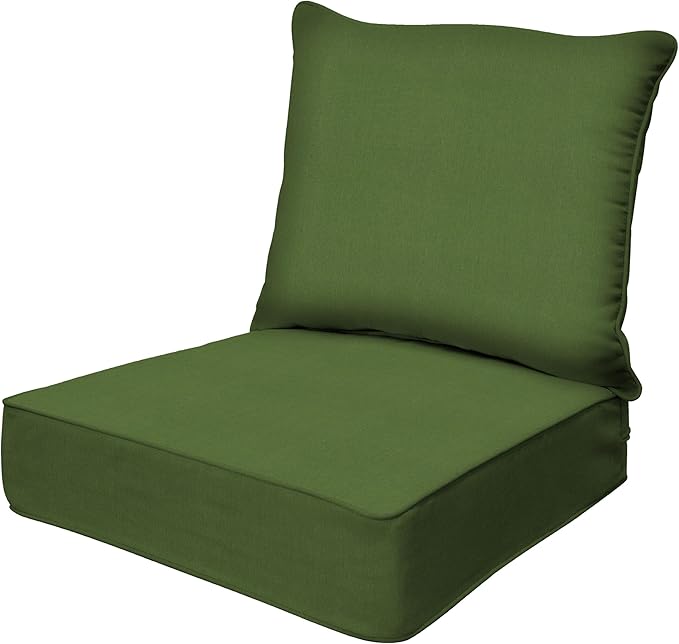 Honeycomb Outdoor Deep Seat, 24 x 23, Textured Solid Artichoke Green Chair Cushion for Patio Furniture