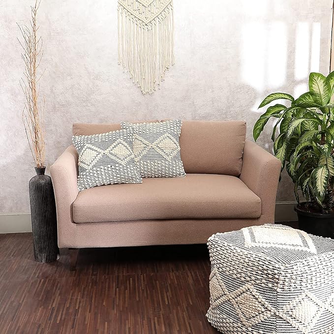 REDEARTH · Handmade Boho Throw Pillow Covers - Bohemian Chic Farmhouse Style - Accent Woven Indoor and Outdoor Cushion Cases for Couch - Bed - Chair - Sofa - Benches – Set of 2-18"x18" - Black